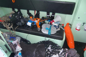 interieur na kapseis van de Amelander reddingboot